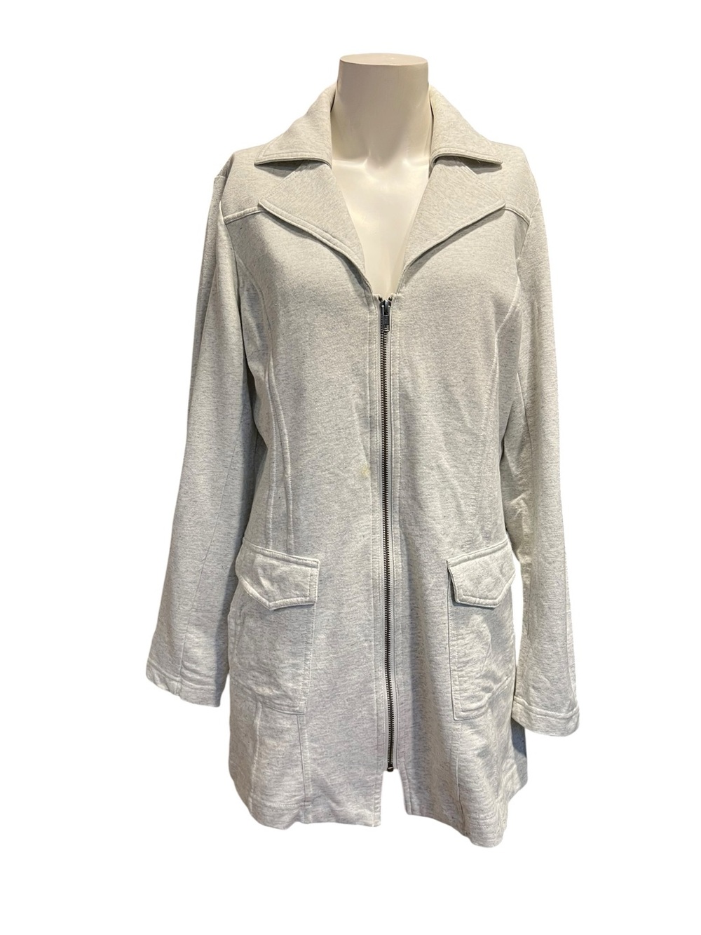 CAbi Light Gray Zip-Front Trench Coat